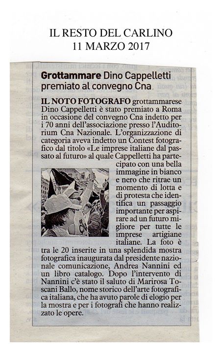 Contest fotografico CNA nazionale, DINO CAPPELLETTI tra i vincitori a Roma.